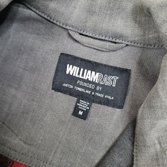 William Rast Motocross Flannel Denim Jacket Womens Red Black Plaid Cowgirl Med - Picture 9 of 13